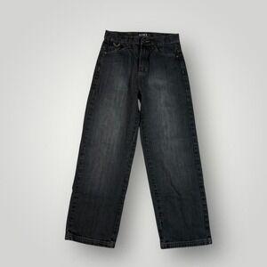 Avirex Jeans Boys Black Gray Denim Relaxed Straight Leg‎ Embroidered Pocket